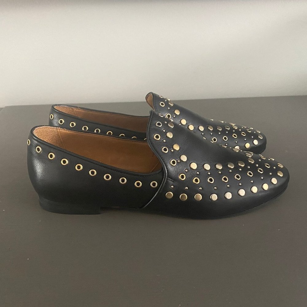 BRAND NEW SANDRO PARIS LEATHER & STUDDED LOAFERS